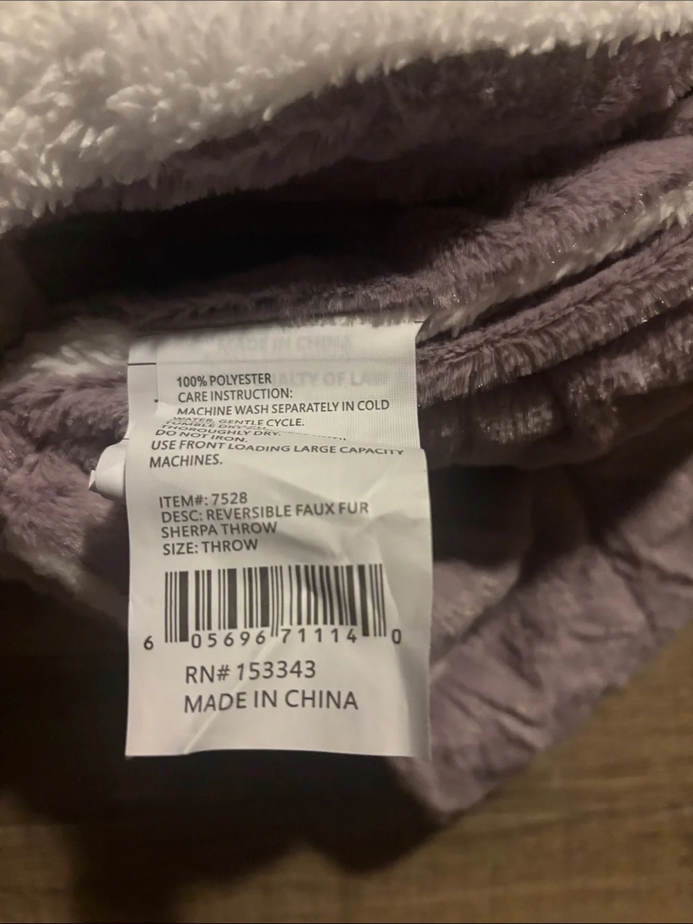 Reversible Faux Fur Sherpa Throw - Lavender